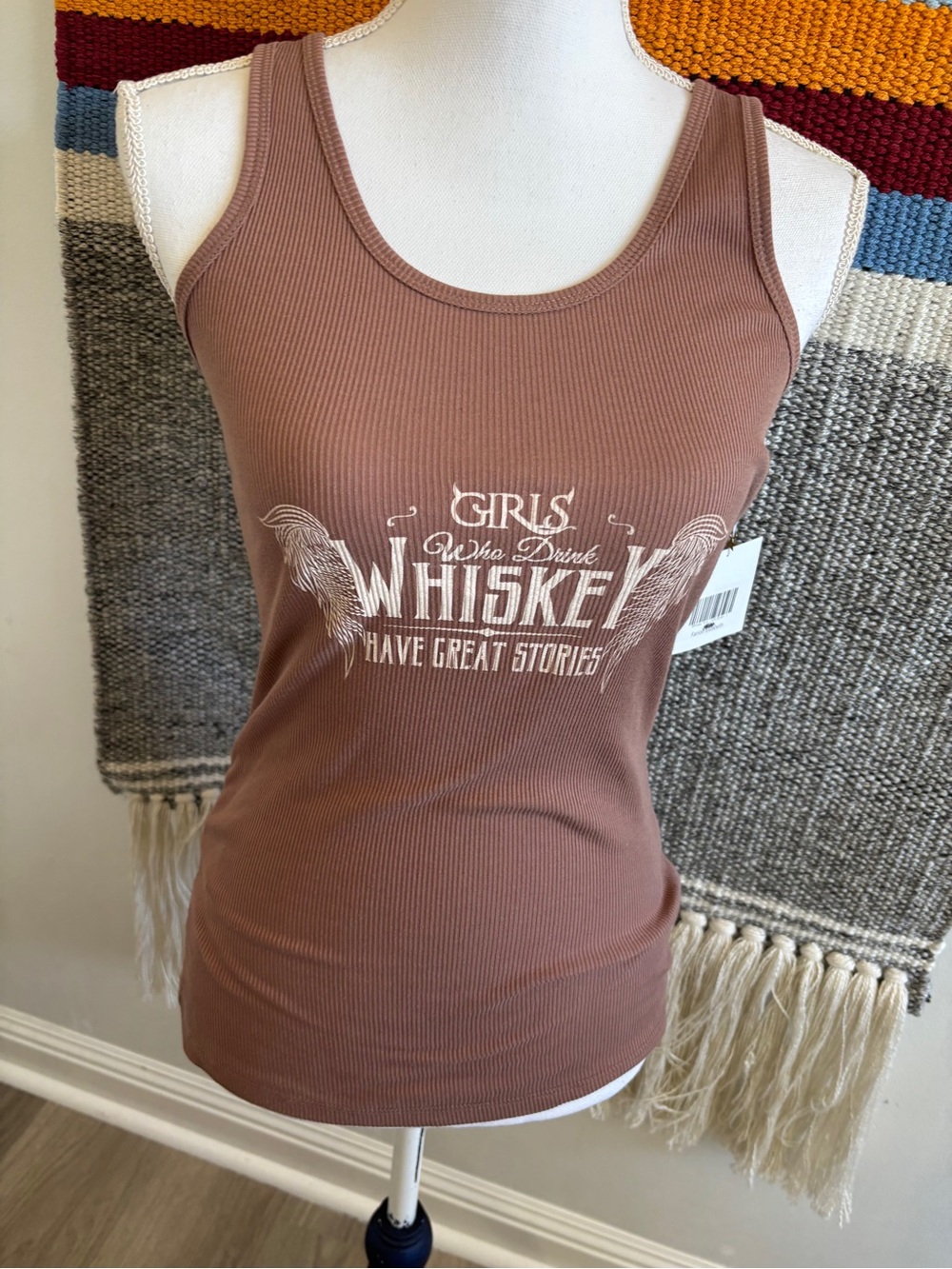 NWT Ribbed Graphic Scoop Ribbed Tank Top